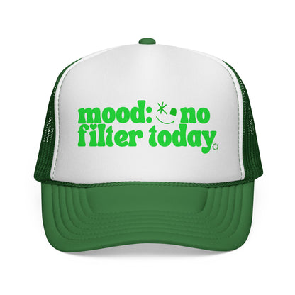 Trucker Cap — "mood: no filter today" Retro Green Graphic