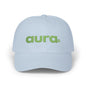 Dad Cap — "aura." Green Grass Embroidered Logo | Casual Eco Vibe Baseball Hat