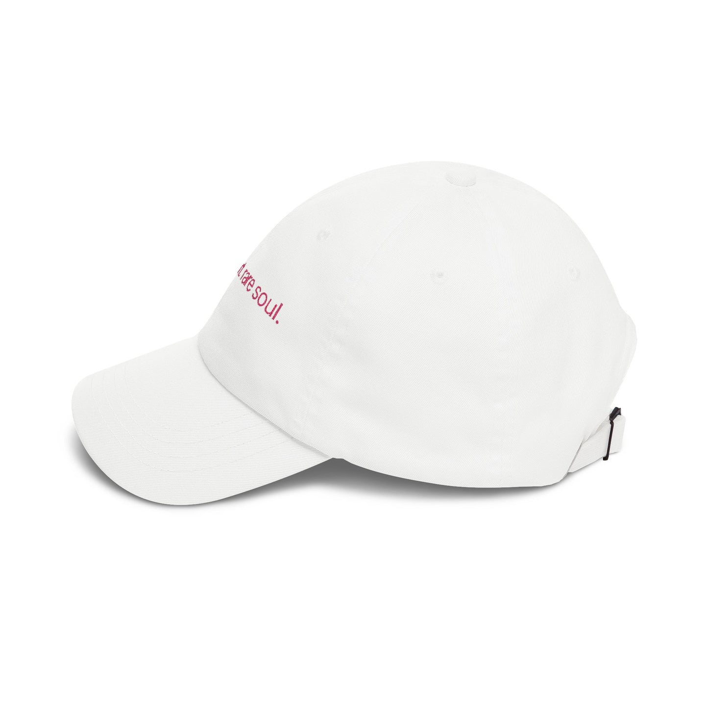 Dad Cap — "soft heart. rare soul." Embroidered Minimalist White Baseball Hat