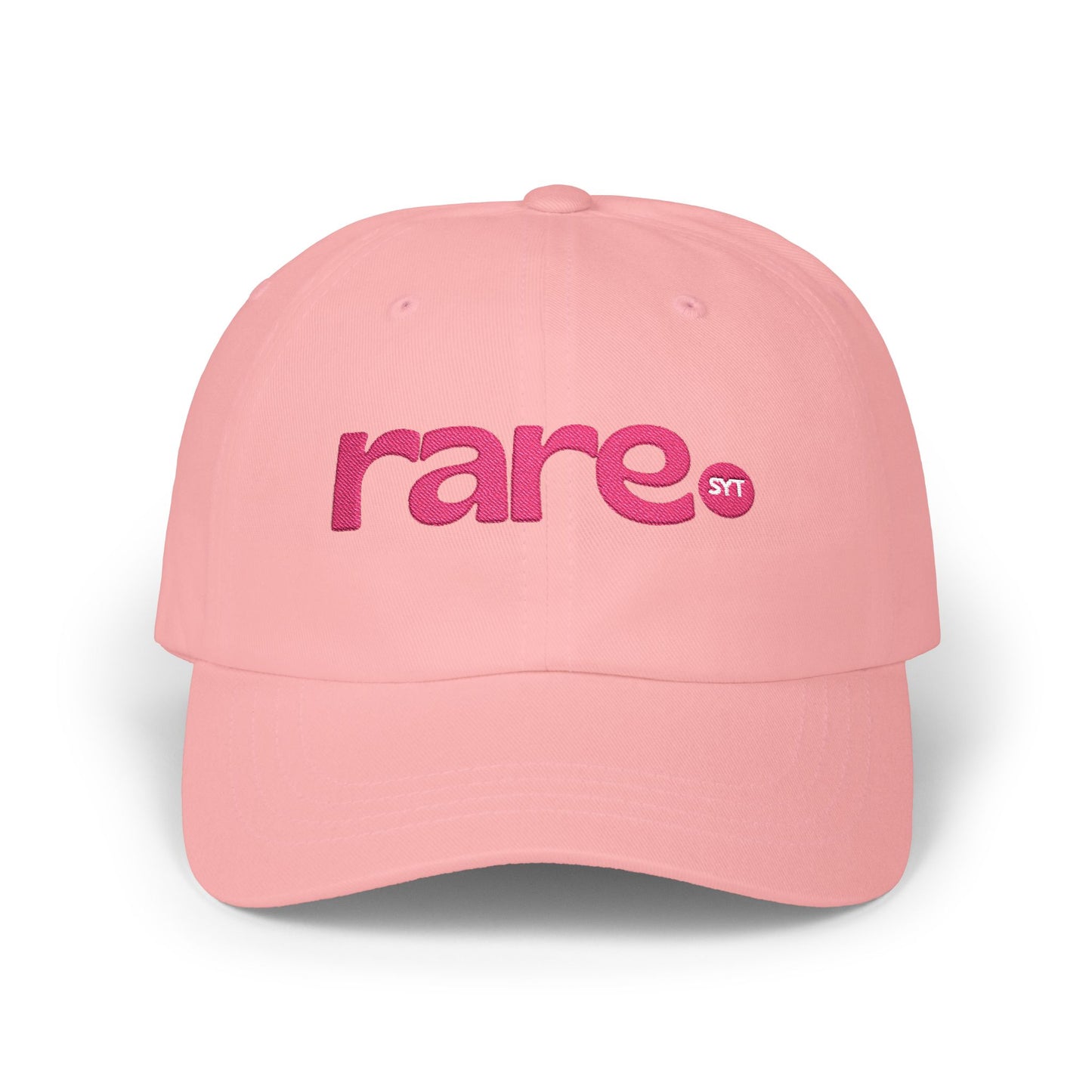 Rare Embroidered Dad Cap — White Pink Vintage Logo Baseball Hat