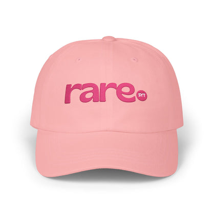 Rare Embroidered Dad Cap — White Pink Vintage Logo Baseball Hat