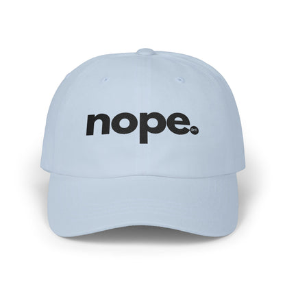 Nope Dad Cap – White Embroidered 'nope.' Baseball Hat