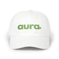 Dad Cap — "aura." Green Grass Embroidered Logo | Casual Eco Vibe Baseball Hat