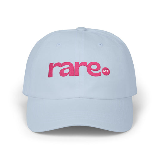 Rare Embroidered Dad Cap — White Pink Vintage Logo Baseball Hat