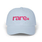 Rare Embroidered Dad Cap — White Pink Vintage Logo Baseball Hat
