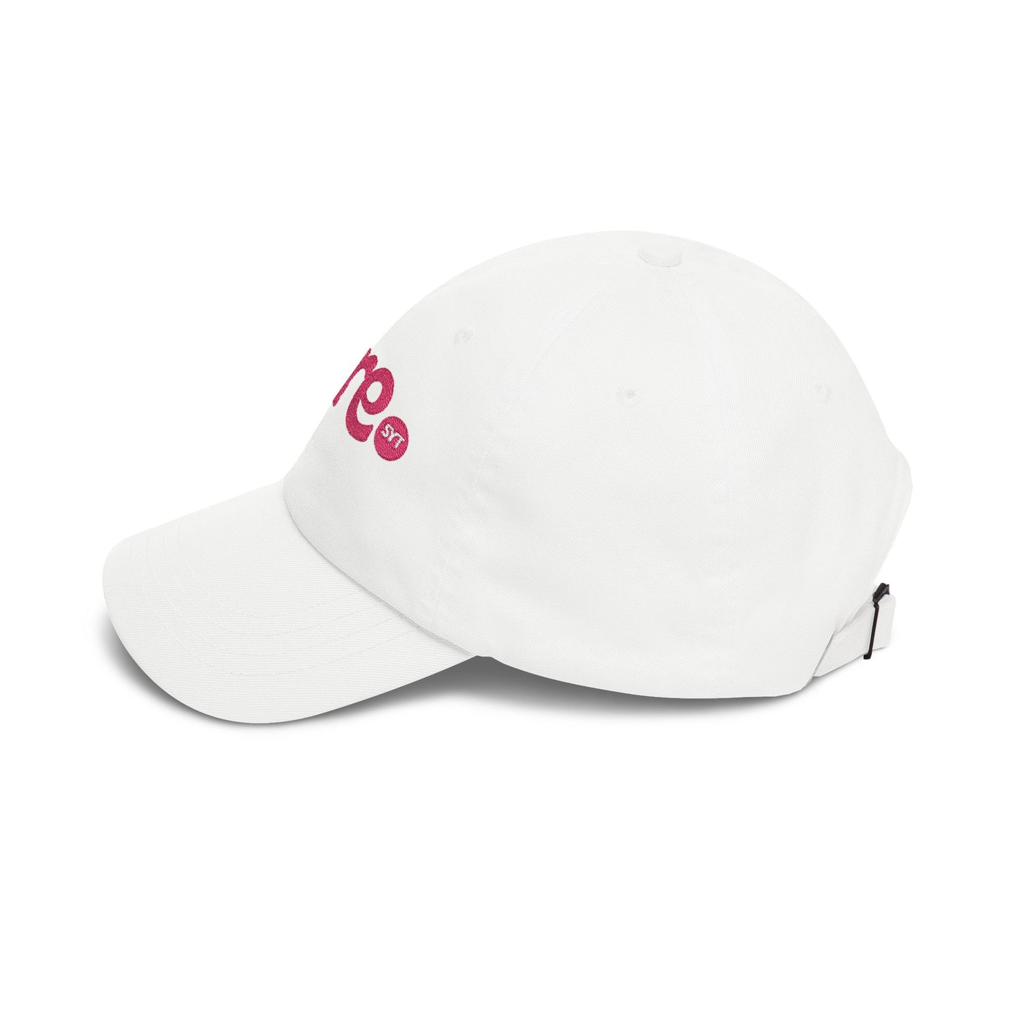 Rare Embroidered Dad Cap — White Pink Vintage Logo Baseball Hat