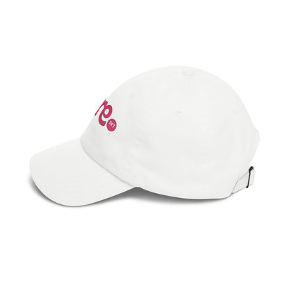 Rare Embroidered Dad Cap — White Pink Vintage Logo Baseball Hat
