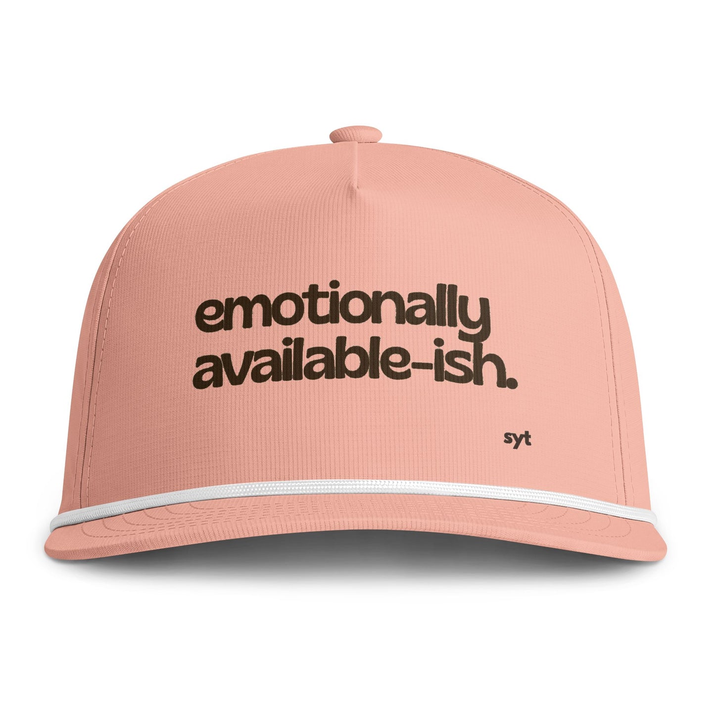 Emotionally Available-ish Rope Cap — Sunwashed Pink Embroidered Hat