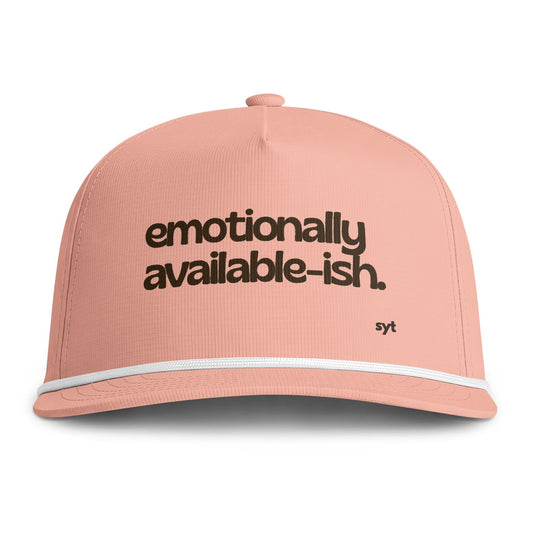 Emotionally Available-ish Rope Cap — Sunwashed Pink Embroidered Hat