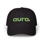Dad Cap — "aura." Green Grass Embroidered Logo | Casual Eco Vibe Baseball Hat