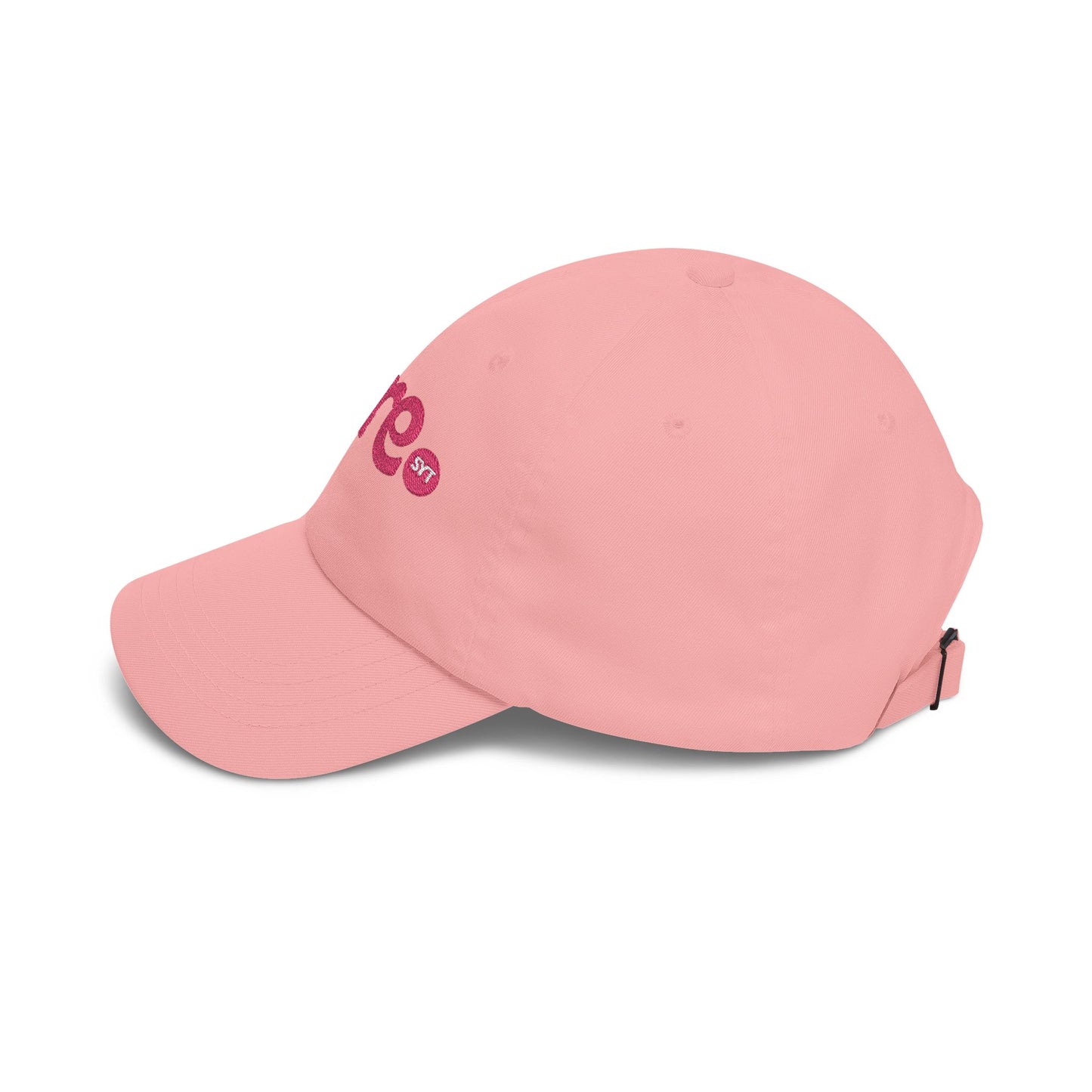 Rare Embroidered Dad Cap — White Pink Vintage Logo Baseball Hat