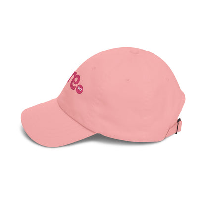 Rare Embroidered Dad Cap — White Pink Vintage Logo Baseball Hat