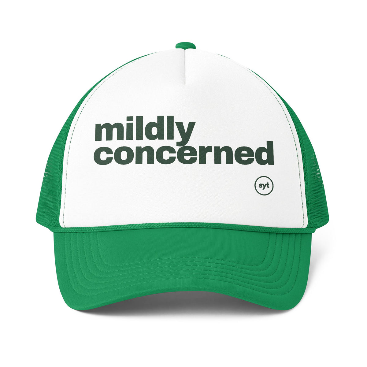 Mildly Concerned Trucker Cap — Retro Casual Foam Mesh Hat