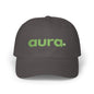 Dad Cap — "aura." Green Grass Embroidered Logo | Casual Eco Vibe Baseball Hat