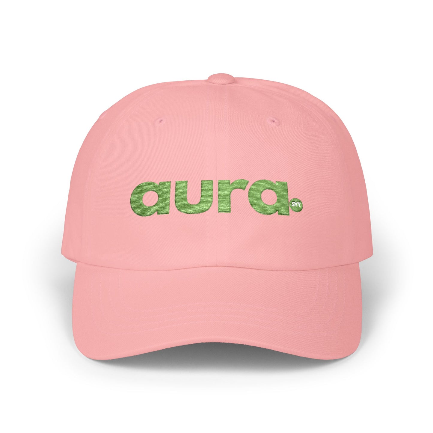 Dad Cap — "aura." Green Grass Embroidered Logo | Casual Eco Vibe Baseball Hat