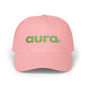 Dad Cap — "aura." Green Grass Embroidered Logo | Casual Eco Vibe Baseball Hat