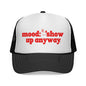 Trucker Cap — "mood: show up anyway" Retro Red Slogan Hat