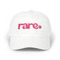 Rare Embroidered Dad Cap — White Pink Vintage Logo Baseball Hat